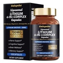 Lisopomal Lithium Orotate Complex Capsules, Lithium Orotate 20 mg, Magnesium Glycinate & Ashwagandha, Brain Health Supplements for Cognitive, Mood & Memory – Non-GMO, 120 Vegan Capsules