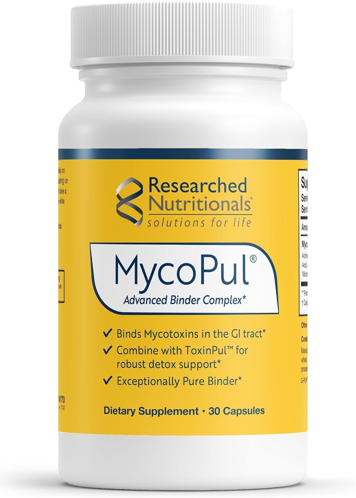 Nutrials Nutrials MycoPul - Advanced Mycotox complex de Binder, Zeolite Detox, Àcid Humtic, àcid i Activable Charcoal per al GI Tract Detox, Clinically Research Moldds, 30 Capules