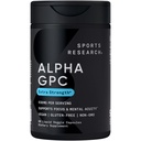 Sports Research® Alpha GPC 630mg (Extra Strength) - Bioavailable Source of Choline - Focus & Cognitive Support for Women & Men - Vegan Certified · Non-GMO · Gluten Free - 60 Liquid Capsules