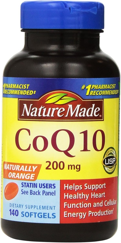 Nature Made CoQ10 Coenzim Q10 200 mg - 2 Botol, 140 Softgels Masing-masing