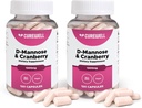 D-Mannose & Cranberry 1300mg – 120 Vegan Capsules | D-Mannose with Cranberry Extract | Urinary Tract & Bladder Wellness Support Supplement for Women & Men | Non-GMO Daily Wellness | Pack of 2