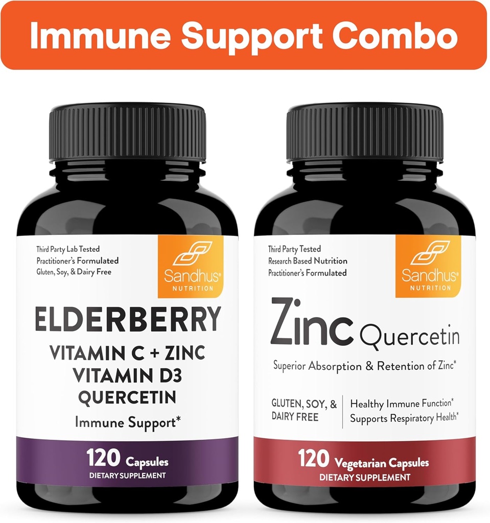 Sandhu's Immune Support Combo | Yaşlıberry & sink Quercetin Capsules Paket