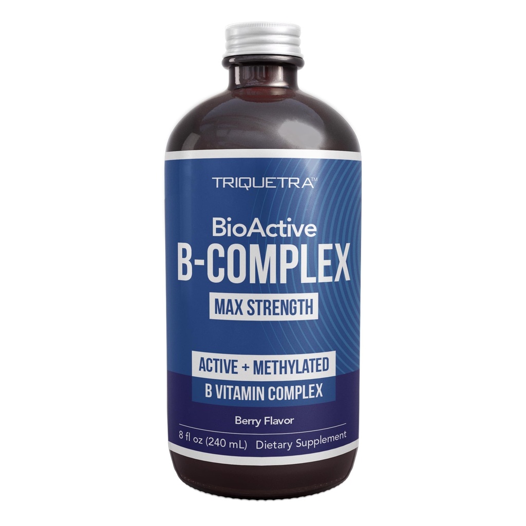 BioActive Vitamin B Complex - Blood Stream Ready, Methylated B Complex - Featuring Methylfolate, 3 BioActive Forms of B12, BenfoPure® B1 & Pantesin® B5 - 12 B Vitamins in Clinical Doses - Liquid 8 oz