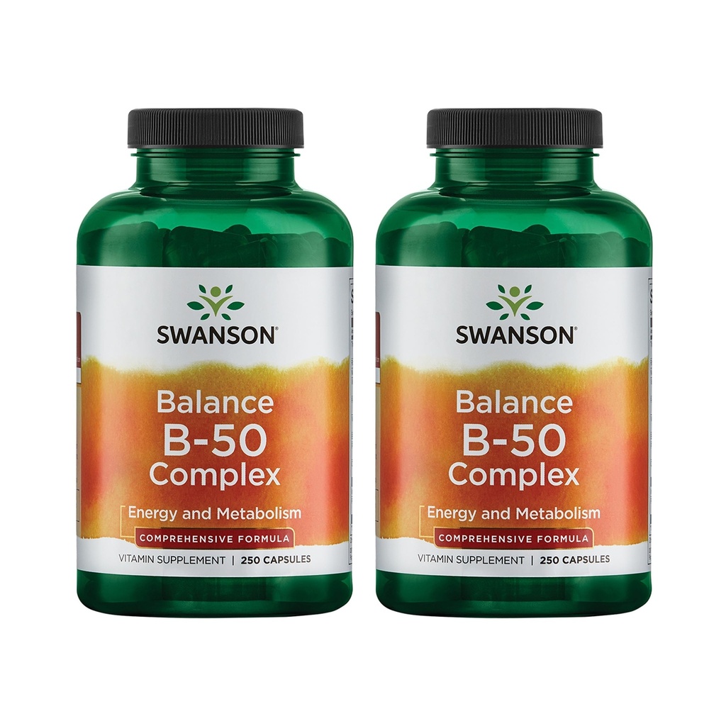 Swanson Balance B-50 High-Potency B Vitamin Complex for Busy Adults Seeking Immune, Heart, and Nervous System Support (250 Capsules)