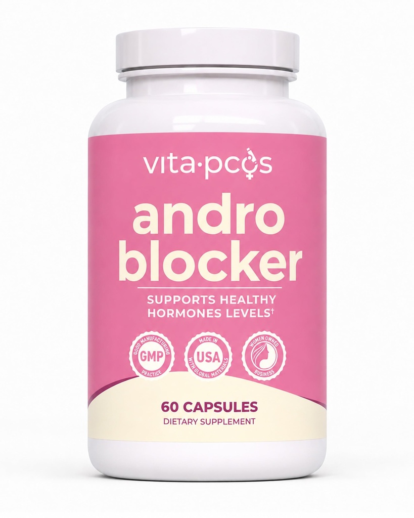 VITA-PCOS AndroBlocker Supplement for Women - Stinging Nettle Capsules with Zinc & Inositol for Hair & Overall Well-Being - Saw Palmetto for Women Energy, Vitality, & Daily Wellness - 60 Capsules