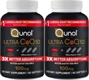 Qunol Ultra CoQ10 100mg 3X Jobb abszorpció szabadalmaztatott víz és zsíroldékony természetes kiegészítés forma Koenzim Q10 Antioxidáns szív-egészségügyi csomagolás Softgels, 120