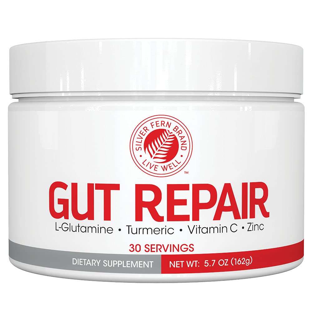 Silver Fern Gut Repair - Digestive Health Supplement Powder - L-Glutamine, Curcumin, Zinc & Ascorbic Acid (1 Tub - 30 Servings)