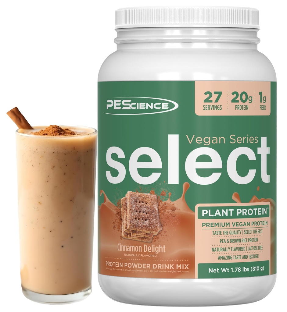 PEScience Select Vegan Protein Powder, Plant Based Protein Powder, Amazing Taste, Smooth Texture, Pea and Brown Rice Blend, Dairy Free, Lactose Free, Gluten Free - Cinnamon Delight, 27 Servings