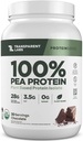 Transparent Labs 100% Pea Protein Powder - 28g Organic Plant Protein per Serving, Clean Pea Isolate Powder, USDA Organic, Vegan, Gluten-Free, Sugar-Free, Non-GMO - 30 Servings, Chocolate