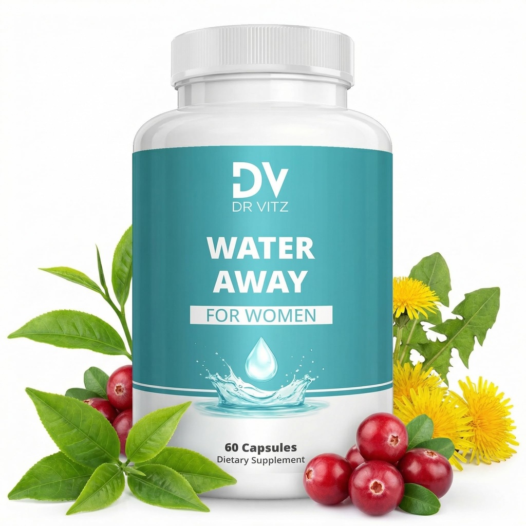 Water Away for Women – Diuretic Water Pills for Weight Control & Debloating – Natural Bloat Relief with Green Tea, Cranberry & Dandelion – Water Retention Support – 60 Capsules