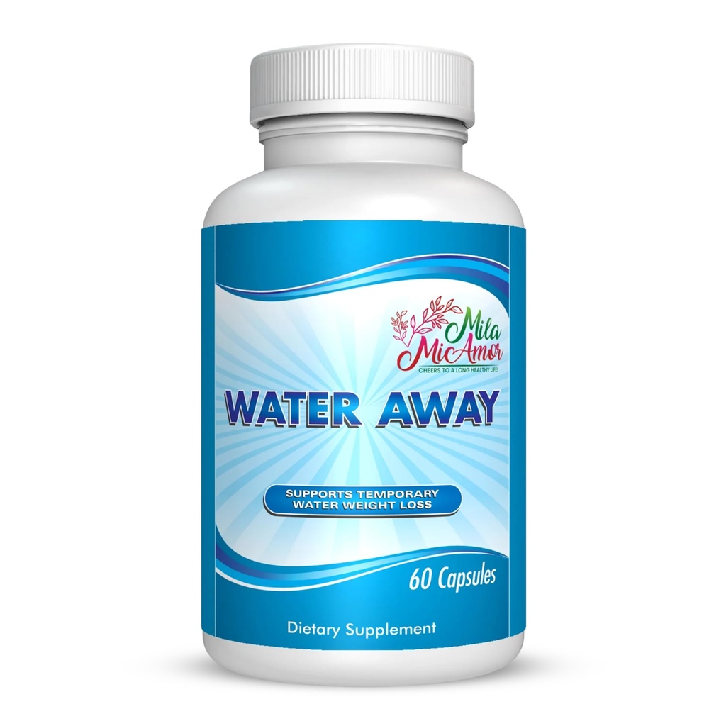 Water Away Natural Diuretic Capsules – Beat Bloating & Water Retention, Support Fluid Balance & Boost Energy with a Gentle Formula of Vitamins, Minerals, Herbs & Roots – 60 Capsules for a Slimmer You