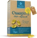 Testa Omega 3 priedas - 250mg DHA iš Algae Oil - Vegan Omega 3 - Palaiko smegenis, akis ir bendrą sveikatą - Ne iš žuvies, Pure Algae Capsules - Du mėnesiai tiekimas