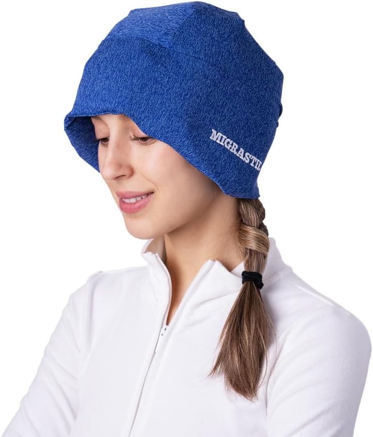 2-Pack Migrastil MigraFreeze Deluxe Headache " Migraine Hat. Soft, Flexible cooling Gel Cap for Men " Women. الأزرق