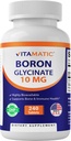 Vitamatic Chelat Boron (als Glycinate) 10mg 240 Tabletten - Unterstützt Hormonbilanz, Knochengesundheit & Connective Tissue