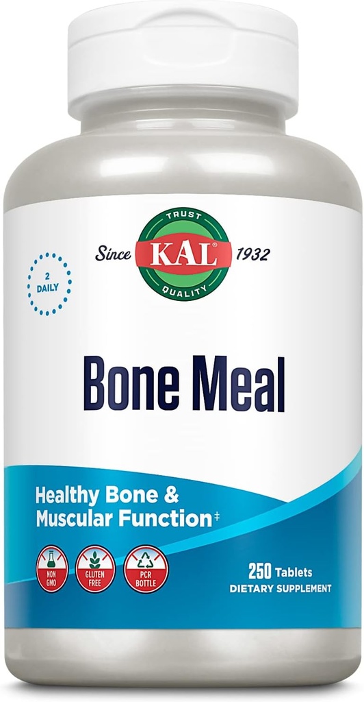 KAL Bone pastiglie, Calcium Supplement w/Magnesium, Vitamina D3 e K, Bone Salute, Muscolo e Nerve Funzione Support, Rapid Disintegrazione, Gluten Free, Non-GMO, 60-Day Garanzia, 125 Serv, 250ct