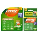Zyrtec 24 Hour Allergy Relief Liquid Gels, Cetirizine HCI Antihistamine Allergy Medicine for Indoor/Outdoor, All-Day Relief for Runny Nose, Sneezing, Itchy, Watery Eyes, 40 ct + 3 Travel Packs, 43 ct