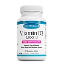 EuroMedica Vitamin D3, Mixed Berry - 90 Chewable Tablets - 5000 IU Vitamin D3 - Supports Overall Health, Strong Bones & Teeth, and Immune System Function - 90 Servings