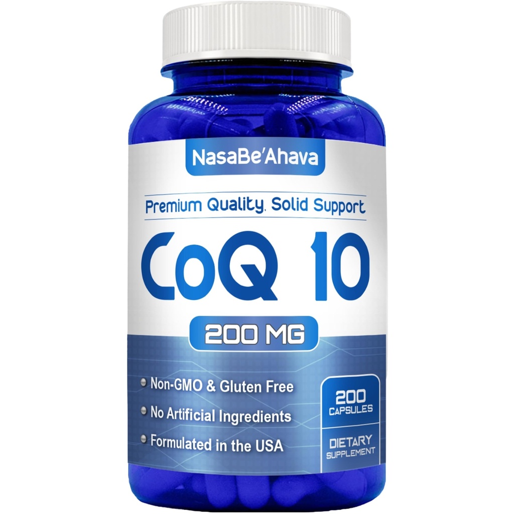CoQ10 200mg Capsules | Vegan Friendly Coenzyme Q10 200mg from Easy Absorption Ubiquinone Supplement for Skin Heart and Energy Support | Made in The USA in cGMP Facilities (200 Servings)