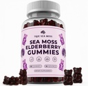 TrueSeaMoss Sea Moss Gummies z Elderberry, Burdock Root & Bladderwrack - Vegan, Non-GMO Formuła dla dorosłych i dzieci - 1200mg na serwowanie, Fruity Flavor, Made in USA - 60 Gummies