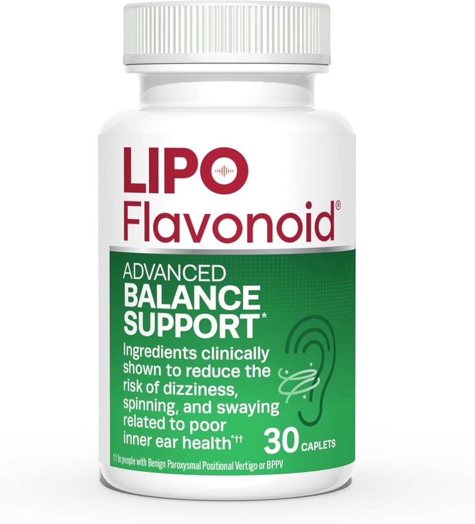 Lipo-Flavonoid Balance Support Supplement - Indre øre Helse & Vertigo Relief med Ginkgo Biloba, Bioflavonoider, & B vitaminer - Reduserer svimmelhet, spinning, & Swaying - 30-talls