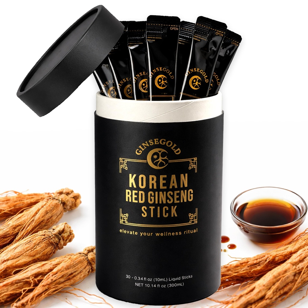 Korean Red Ginseng Extract Sticks 1,500mg | Ready-to-Drink Ginseng Liquid | 6-Year Root | Sugar Free | Made in Korea | High Quality Ginseng Extract (30 Sticks)