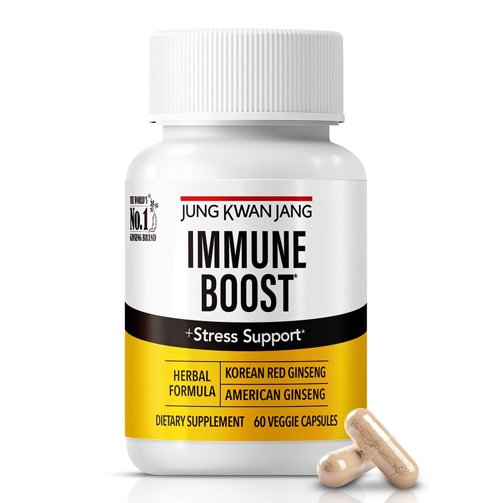 JUNG KWAN JANG Immune Boost, Adaptogen Supplement with American and Korean Ginseng Duo for Immunity, Energy, Fights Fatigue, All-Natural, Stress Support for Men and Women Parent (Immune)