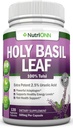 San Basilio Leaf Capsules - 500mg - 2,5% Acido Ursolico - 120 Vegan Capsule - Integratore di Estratto di Tulsi Vero - Mindset Positivo - Erbe Adaptogenic & Ayurvedic