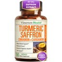 Saffron Supplements with Turmeric Curcumin, Saffron Extract (89mg), Ceylon Cinnamon, and Cardamom for Women and Men – Turmeric Supplement for Daily Inflammation, Mood & Joint Support – 180 Capsules