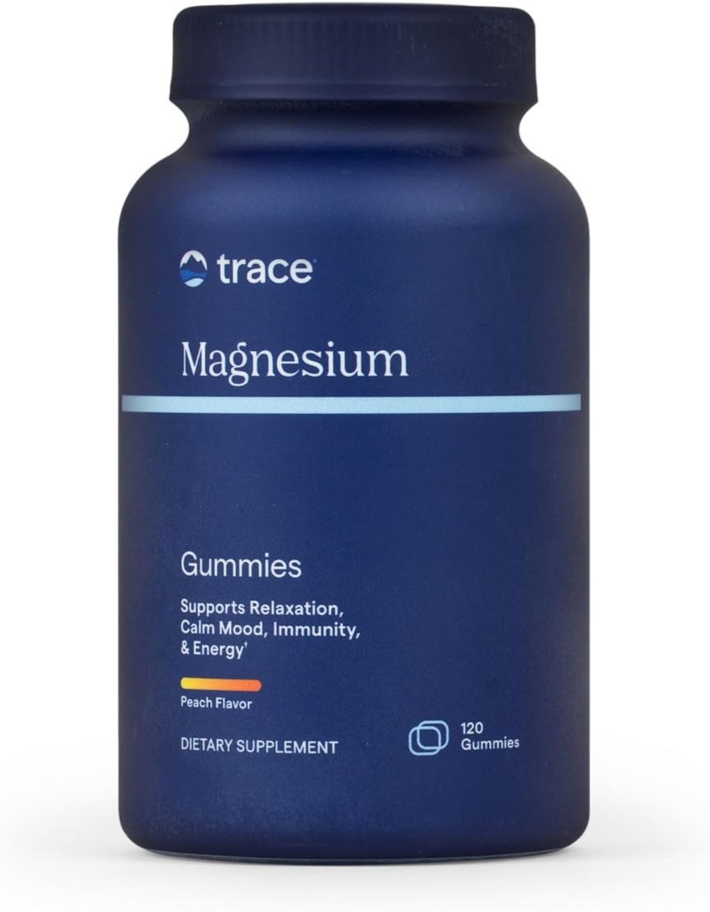Magnesium Stress Relief Gummies (120 Ct) Low Sugar | Magnesium Citrate | Natural Calming Sleep Aid, Muscle Relaxer, Mood & Digestive Support | For Kids & Adults | Peach