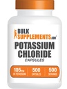 BulkSupplements.com Potassium Chloride Capsules - Potassium Chloride Supplement, Salt Substitute - Gluten Free,1 Capsule per Serving, 500 Count (Pack of 1)