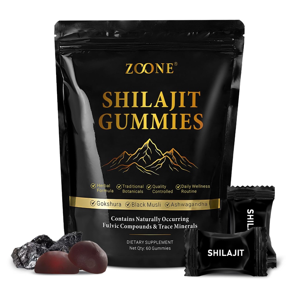 Himalayan Natural Shilajit Gummies 3000mg, 75% Fulvic Acid, 85+ Trace Minerals, Shilajit for Men & Women, Himalayan Shilajit Resin - 60 Gummies