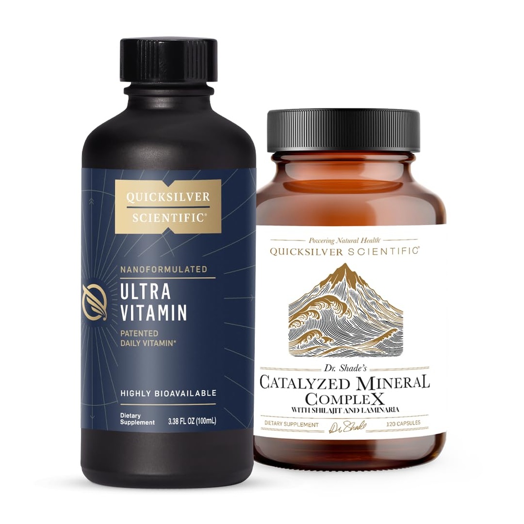 Quicksilver Scientific Vitamin and Mineral Bundle with Dr. Shade's Catalyzed Mineral Complex and Liposomal Ultra Vitamin for Daily Wellness, Energy, Antioxidant Support, Liver Health, Brain Function,