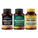 SANDHUHERBALS Shilajit, Sea Moss & Zinc 50mg Supplement Combo | Supports Natural Energy, Immune and Cognitive Health