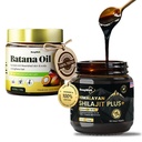 Shilajit Resin & Batana Oil Bundle – 100% Natural Shilajit with Ashwagandha (40g, 50 Servings) + Dr. Sebi Inspired Unrefined Batana Hair Oil (4.2 fl oz) | Natural Wellness & Hair Growth for Men