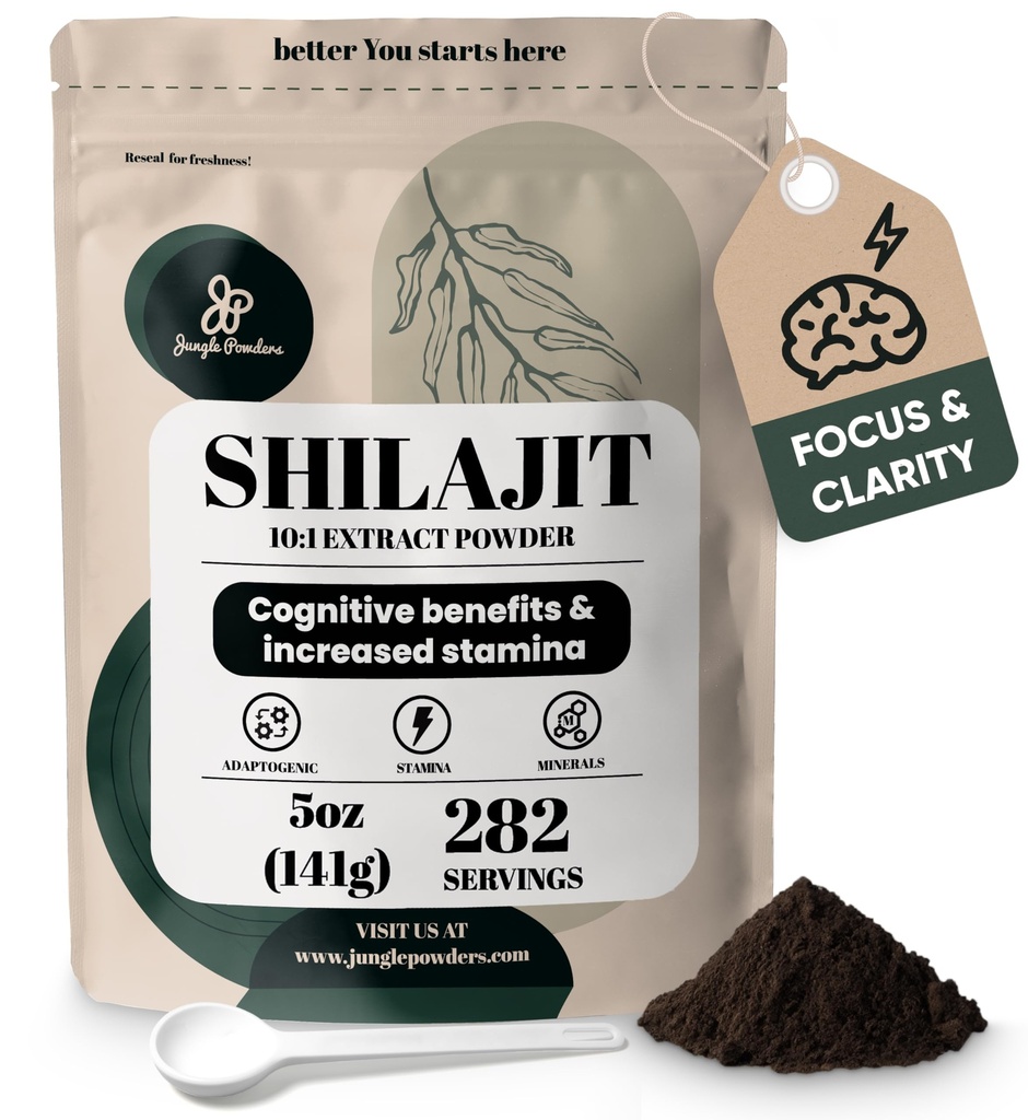 Shilajit Powder for Men 10:1 Extract 5 Ounce Bag 282 Servings Fulvic Acid Powder Extract, Immune Support Energy Supplement, Shilajit for Men Mineral Compound Raw Shilajit Contains Maltodextrin