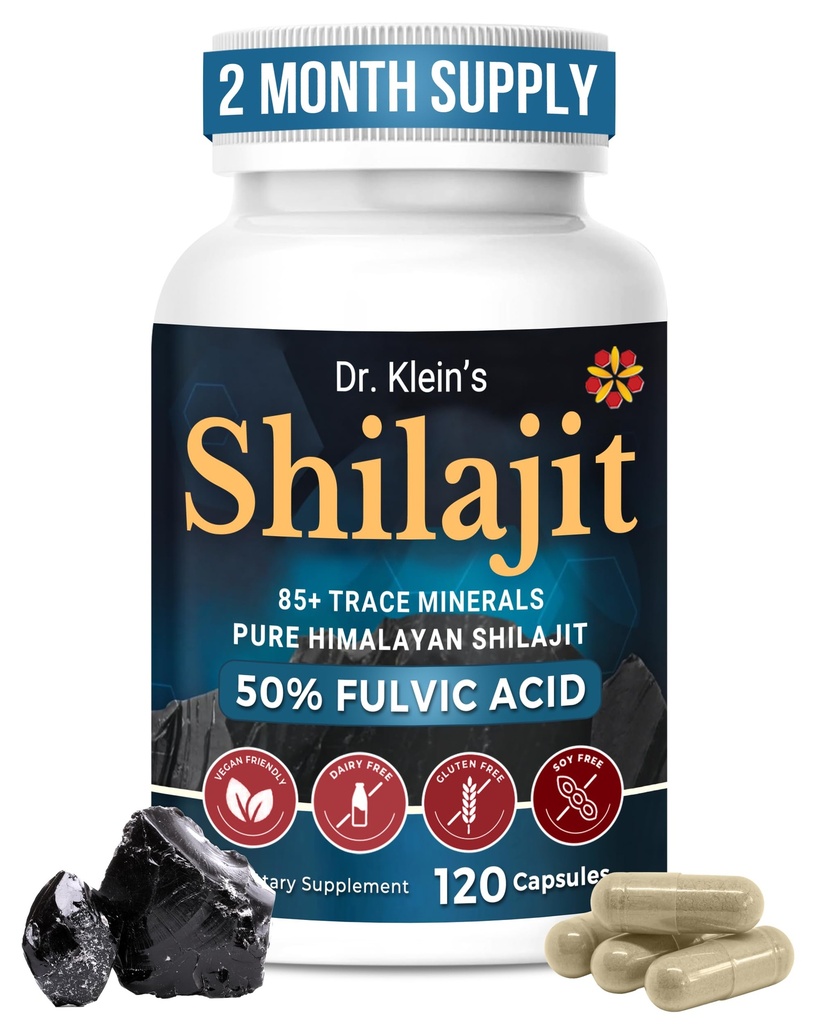 Shilajit Capsules for Men & Women – 250mg Himalayan Shilajit Extract with 50% Fulvic Acid & 85+ Trace Minerals for Fertility - Himalayan Supplement for Energy & Vitality Better Than Resin - 120 Count