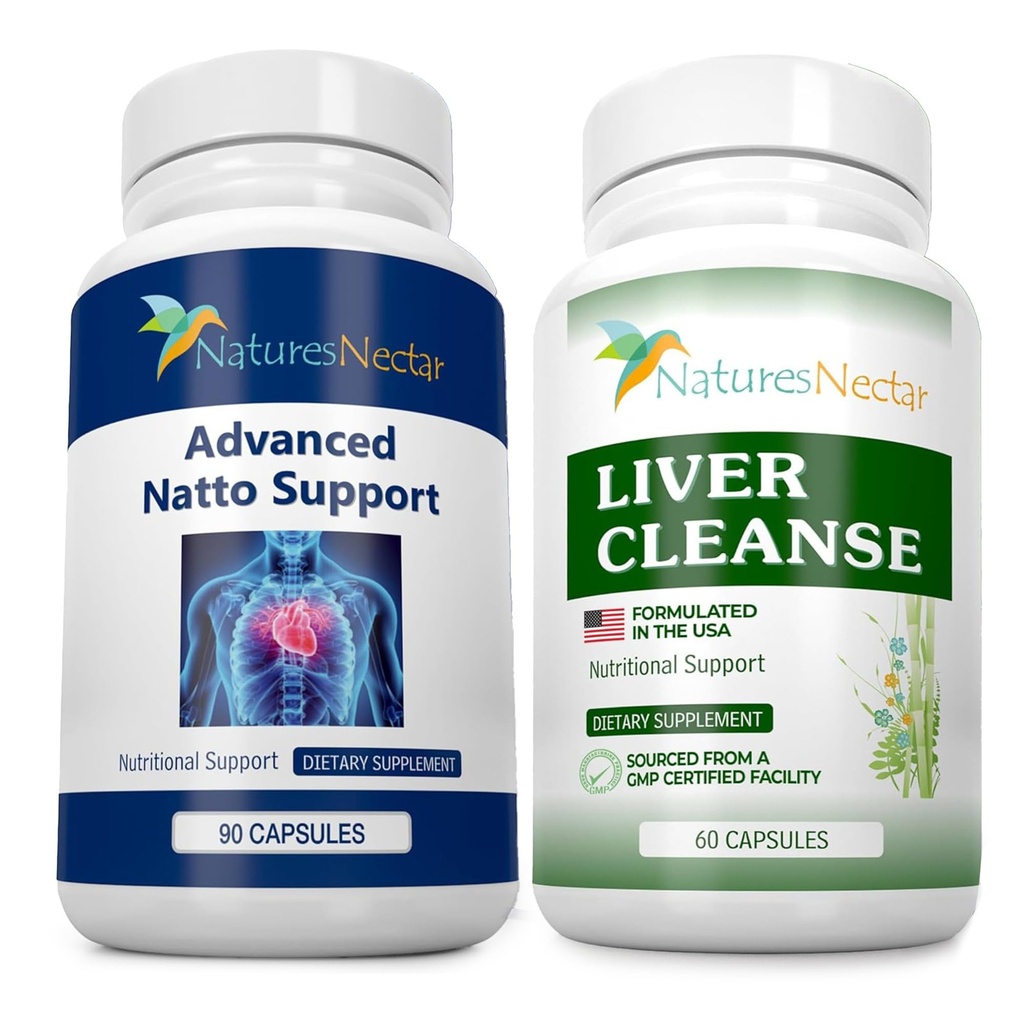 Nature's Nectar Cardiovascular & Liver Health Bundle – Organic Nattokinase for Circulation + Milk Thistle Liver Detox & Repair (60 & 90 Capsules)