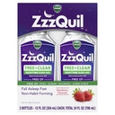 ZzzQuil Liquid Sleep Aid, Diphenhydramine 50mg HCI, Free & Clear, Free of Alcohol and Artificial Dyes, Nighttime Sleep Aid Liquid, Non-Habit Forming, Strawberry Flavored, 2 Pack, 24 FL OZ