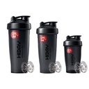 3-Pack [ 12oz / 20oz / 28oz ] Protein Shaker Bottles for Protein Mixes, 3 x Whisk Ball | Shaker Cups for Protein Shakes | BPA Free, 100% Leak Proof | Protein Shake Bottle (A) Three Black