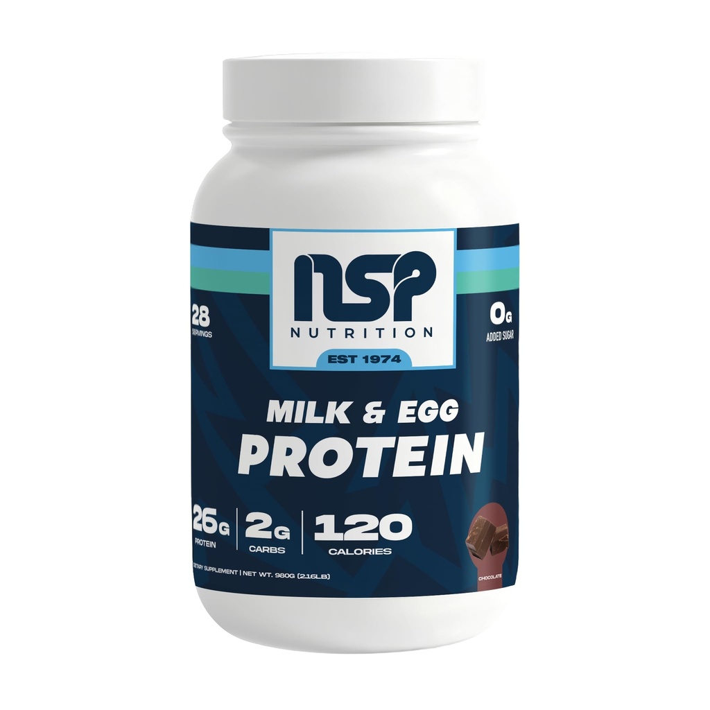 NSP Nutrition Milk & Egg Protein Powder | 26g Protein | 28 servings | perfect for sensitive stomachs | no bloating | build muscle | protein for sensitive stomachs German Chocolate Cake