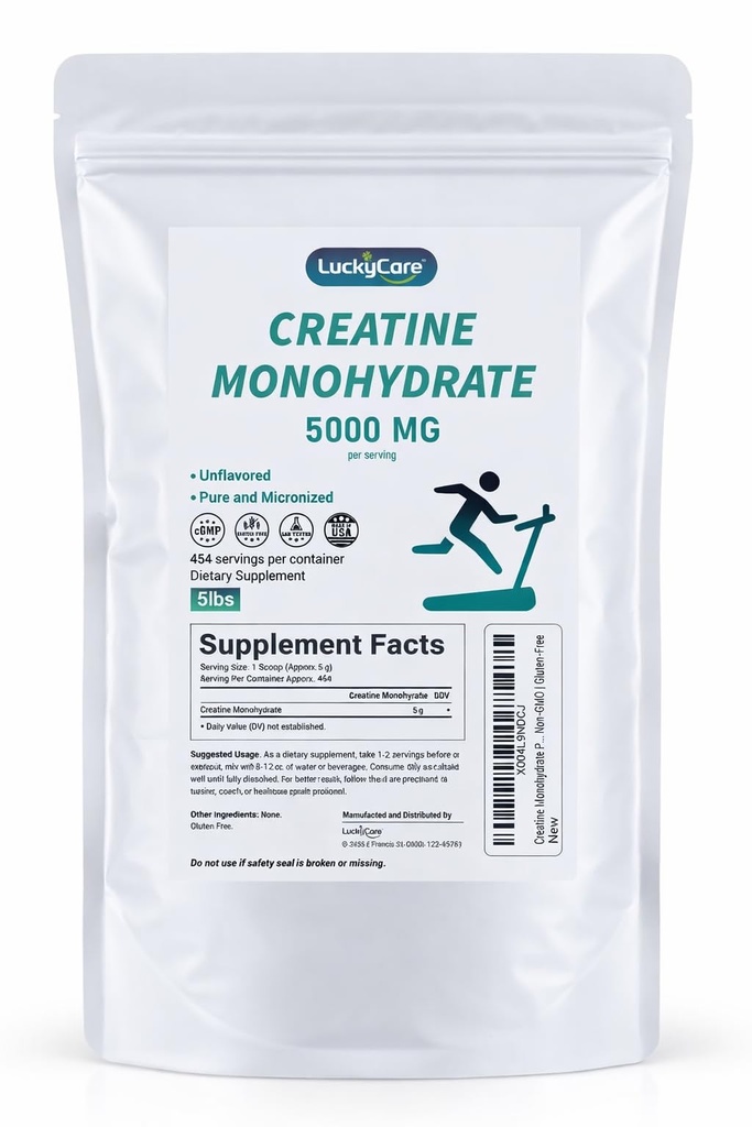 Creatine Monohydrate Powder - Micronized Creatine Powder, Unflavored - Pure & Gluten Free, 5g (5000mg) per Servings, 2.3kg (5lbs) (Pack of 1)