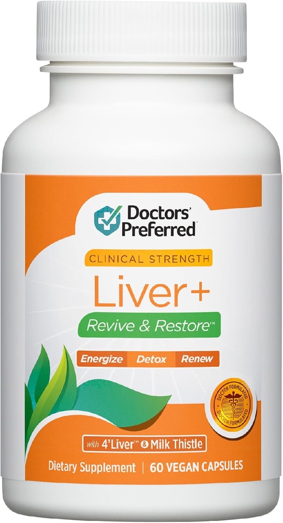 Fígado Preferred do DOCTORS+ Revive & Restaurar Fórmula 10-em-1 com 4’Liver and Milk Thistle clinicamente validados 60 Cápsulas