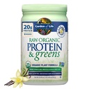 Garden of Life Raw Protein & Greens Vanilla Protein Powder – 20g Plant Based Greens Powder, Probiotics & Enzymes, Post-Workout Recovery, Vegan, Gluten-Free, Non-GMO, 20 Servings, (Pack of 6)