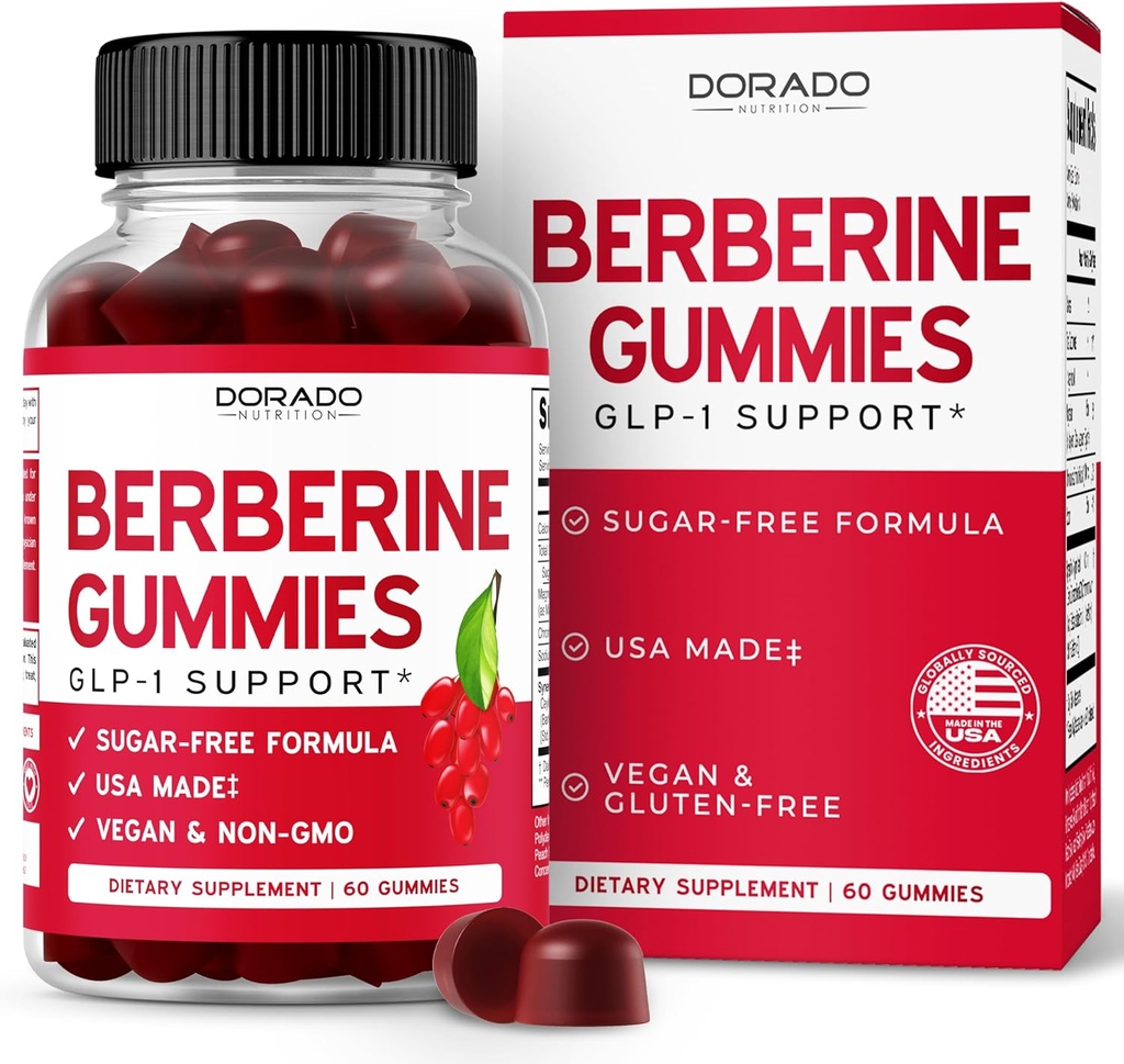 Berberine Gummies với Ceylon Cienmon (1.200mg) Gồm Sugar- Free Berberine Ceylon Cinmon cho người trưởng thành - Bài kiểm tra phần ba, Non-GO & Make in USA - 60 Count Chewable Gummies