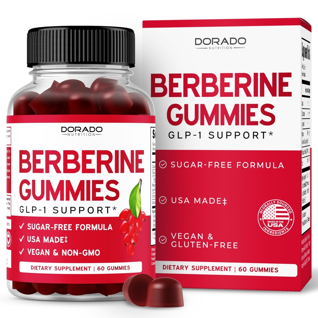 Berberine Gummies with Ceylon Cinnamon (1,200mg) Premium Sugar-Free Berberine Ceylon Cinnamon Supplement for Adults - Third-Party Tested, Non-GMO & Made in USA - 60 Count Chewable Gummies