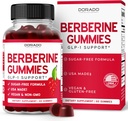 Gummies Berberine com canela de ceilão (1,200mg) Suplemento de canela de ceilão sem açúcar Premium para adultos - Terceira parte testado, não-GMO & Made in USA - 60 Count Mastigable Gummies