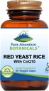 Pure Mountain Botanicals Riso di lievito rosso con CoQ10 90 Kosher Vegan Capsule Ora con 600mg Organic Red Rice Yeast Plus Co Q 10