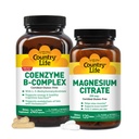 Country Life Coenzyme Vitamin B Complex Caps 240 Capsules and Magnesium Citrate 250 mg, 120 Tablets Bundle