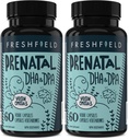 Freshfield Prenatal Vegan Omega 3 DHA: Sustainable, Carrageenan Free, Third Party Tested, Compostable Bottle, Carbon Neutral. Supports Heart, Brain, Joint Health w/DPA (Pack of 2)