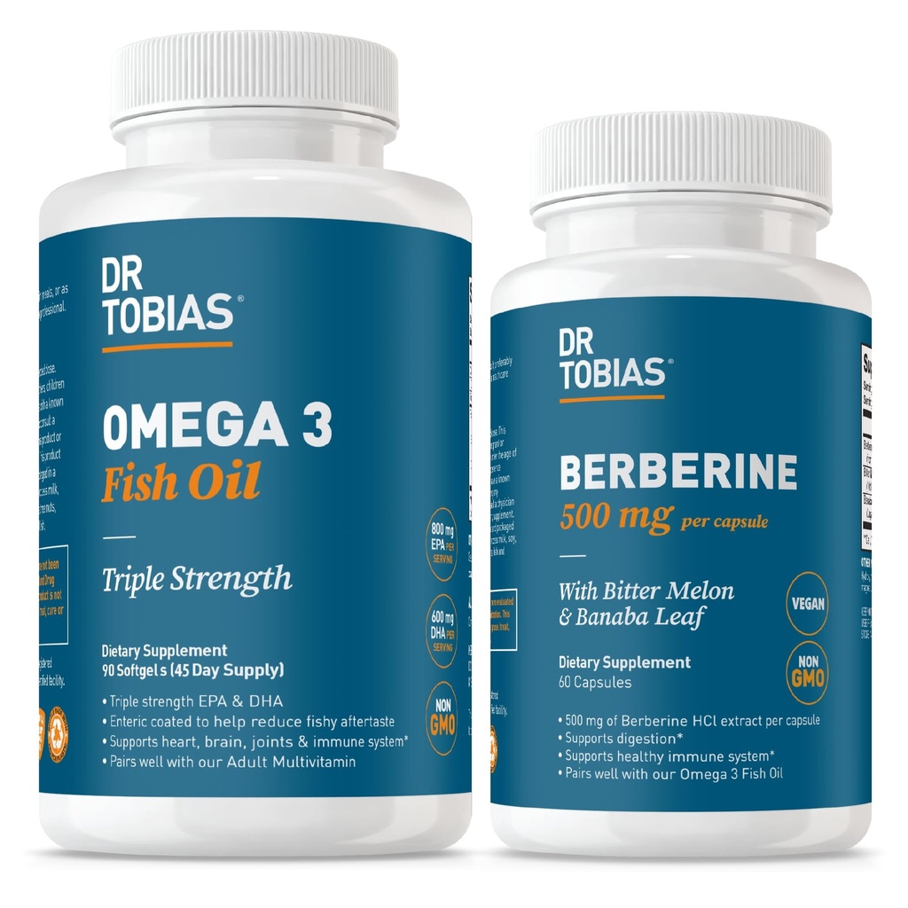 Dr. Tobias Omega 3 Fish Oil & Berberine 500 mg – Heart, Brain & Metabolic Wellness Support